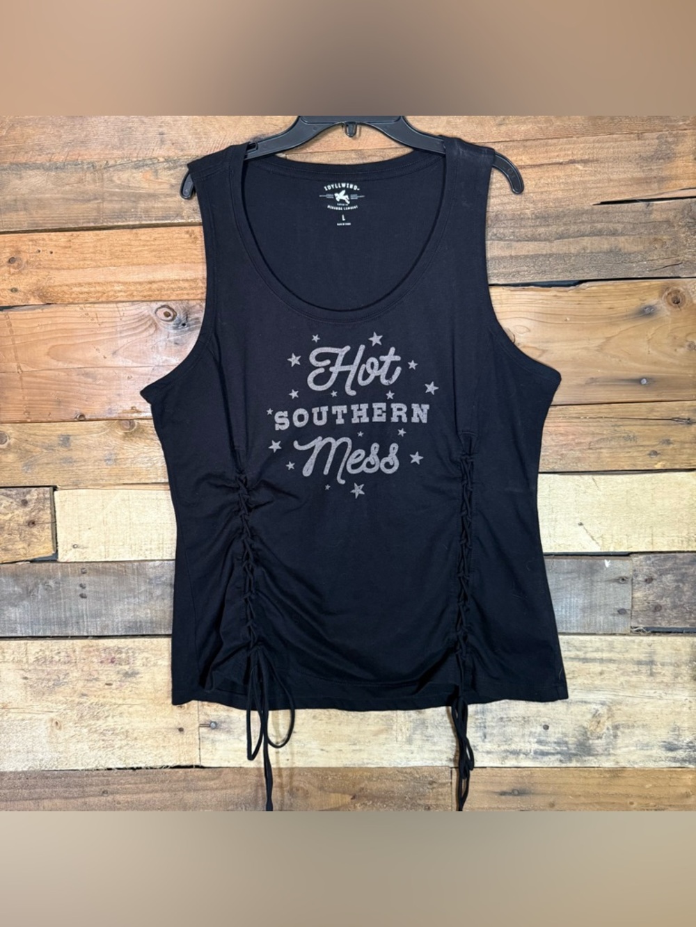 Idyllwind Hot Southern‎ Mess Ruche Tank Top Black Size Large